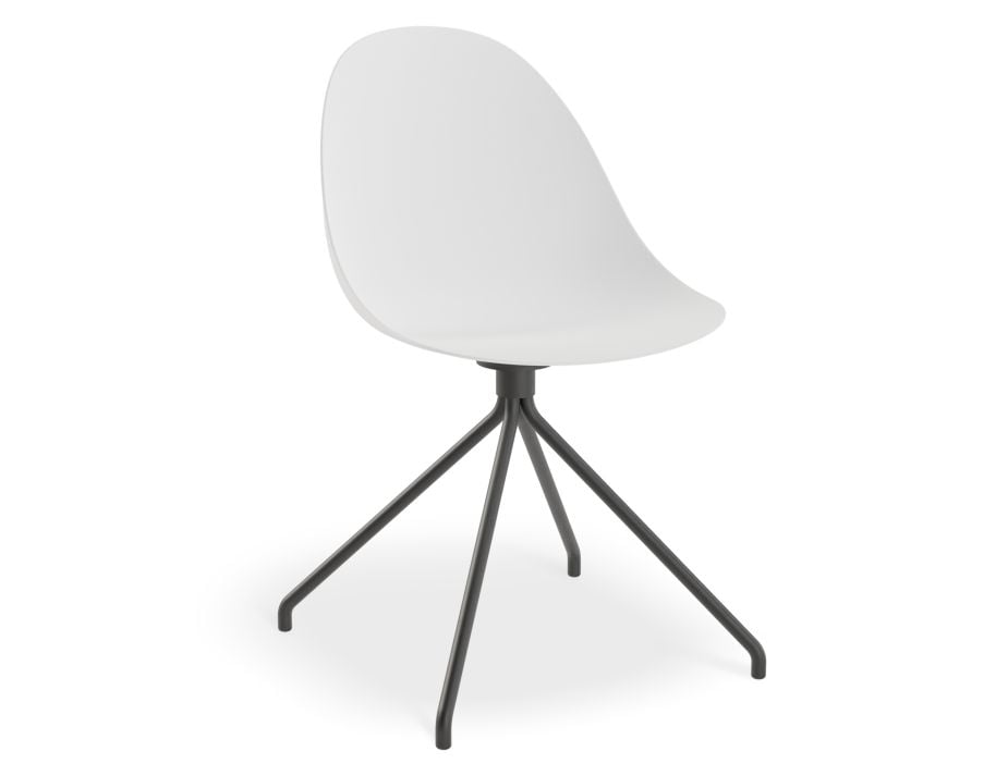 Pebble Chair White with Shell Seat - Sled Stackable Base - White