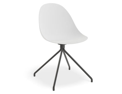 Pebble Chair White with Shell Seat - 4 Post Stackable Base - Black