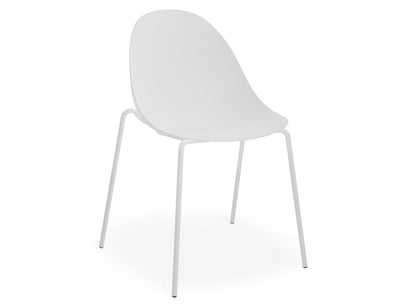 Pebble Chair White with Shell Seat - Swivel Base - Black