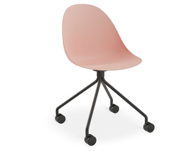 Pebble Chair Soft Pink with Shell Seat - Sled Stackable Base - White