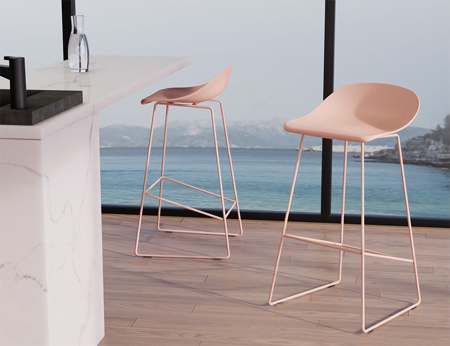 Pop Stool - Soft Pink Frame and Shell Seat - 75cm Commercial Bar Height