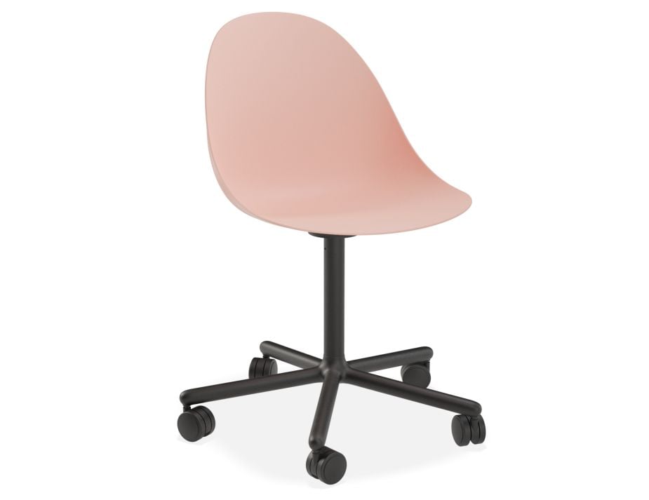 Pebble Chair Soft Pink with Shell Seat - Natural Beechwood Base