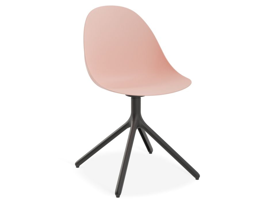 Pebble Chair Soft Pink with Shell Seat - Sled Stackable Base - White