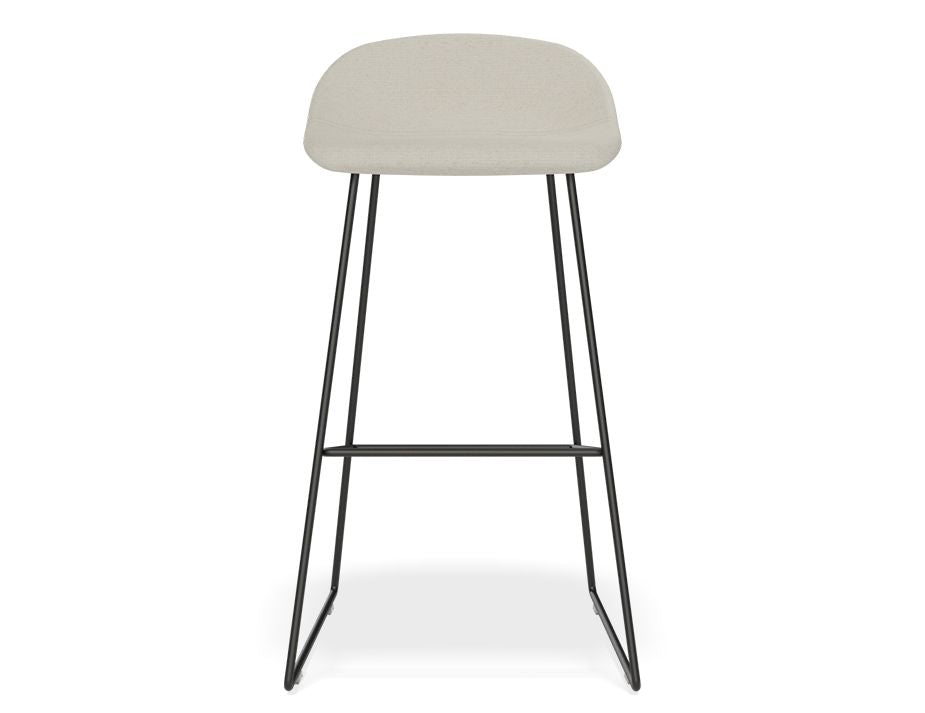 Pop Stool - Black Frame and Fabric Light Grey Seat - 75cm Commercial Bar Height