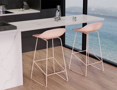 Pop Stool - Soft Pink Frame and Shell Seat - 75cm Commercial Bar Height