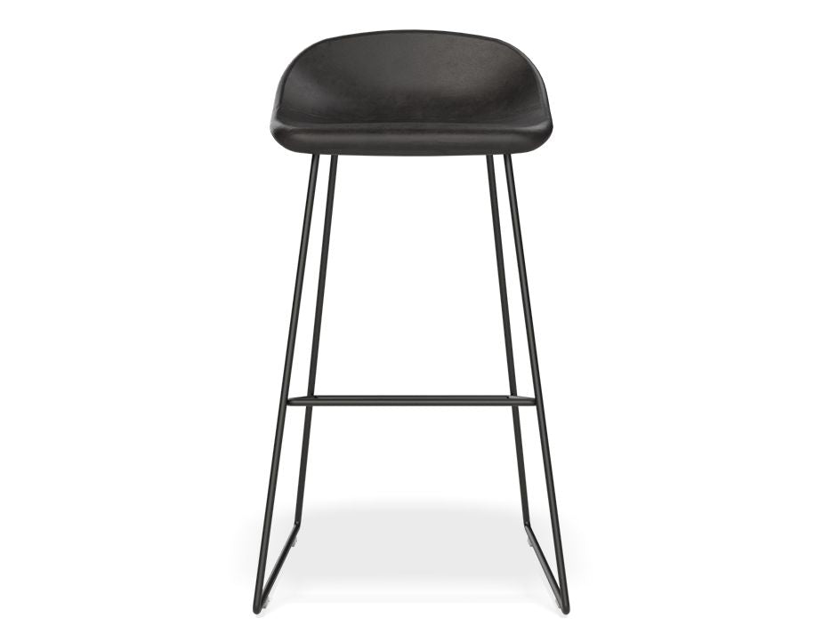 Pop Stool - Black Frame and Upholstered Vintage Black Seat - 75cm Commercial Bar Height