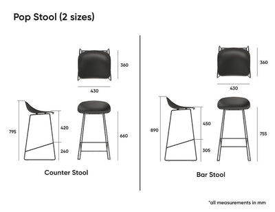 Pop Stool - Silver Grey Frame and Shell Seat - 75cm Commercial Bar Height