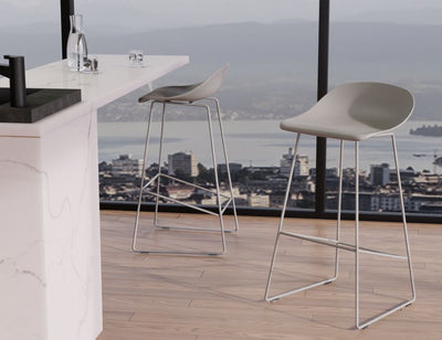 Pop Stool - Silver Grey Frame and Shell Seat - 75cm Commercial Bar Height