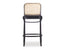 811 Hoffmann Stool - Black Stain - Cane Backrest - Black Upholstered Seat - by TON 