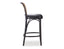 811 Hoffmann Stool - Black Stain - Cane Backrest - Black Upholstered Seat - by TON 