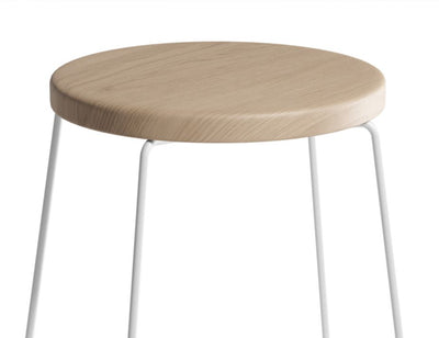 Hugo Bar Stool - White - Natural Seat - 78cm Bar Height Round Seat