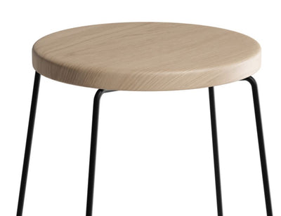 Hugo Bar Stool - Black - Natural Seat - 78cm Bar Height Round Seat