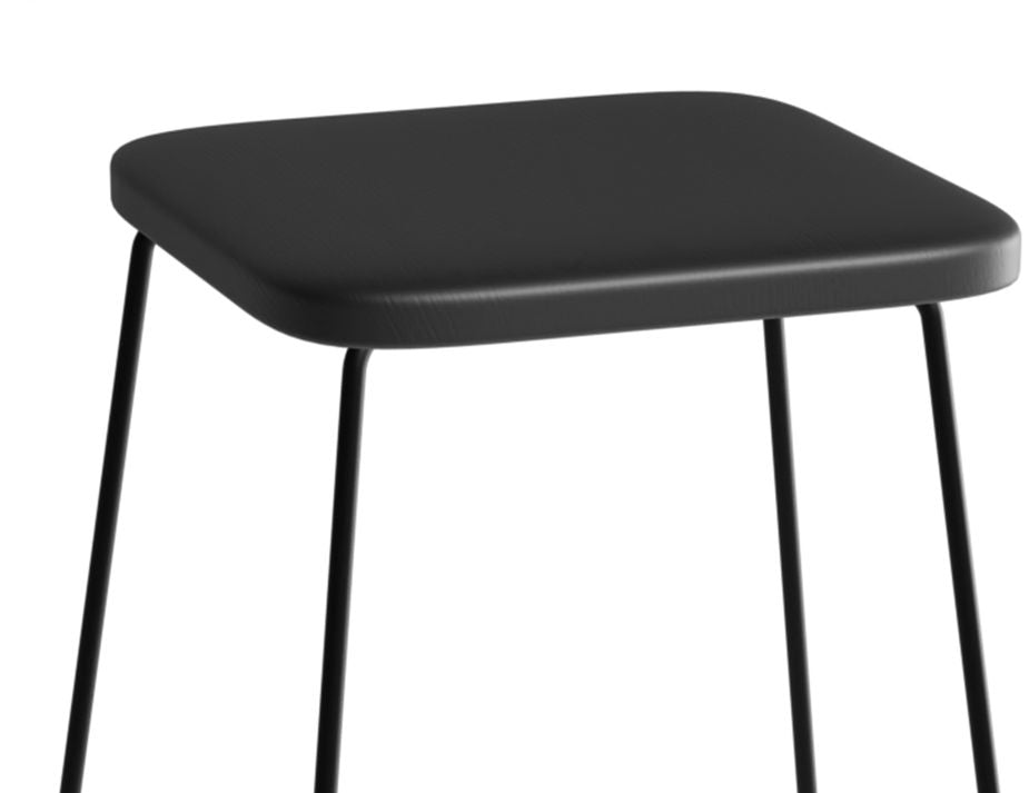 Hugo Bar Stool - Black - Black Seat - 78cm Bar Height Round Seat