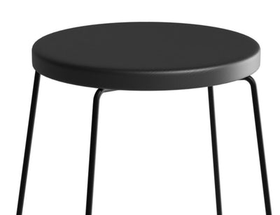 Hugo Bar Stool - Black - Black Seat - 78cm Bar Height Round Seat