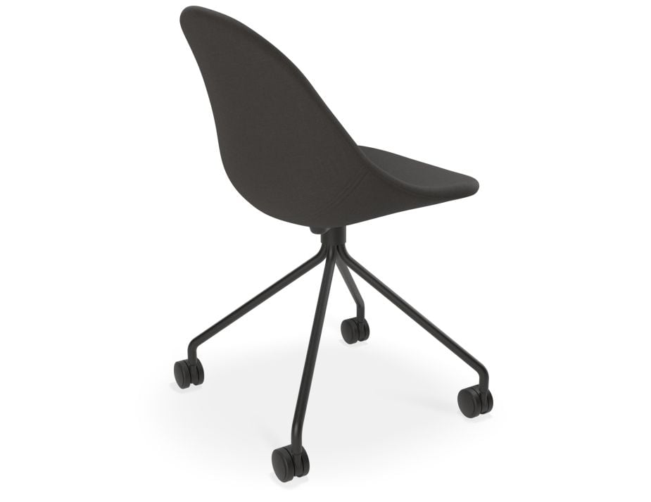 Pebble Anthracite Fabric Upholstered Chair - Pyramid Fixed Base - Black