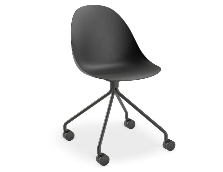 Pebble Chair Black with Shell Seat - 4 Post Stackable