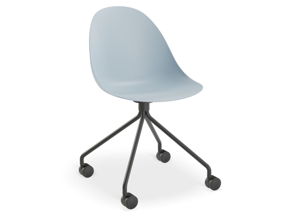 Pebble Chair Pale Blue with Shell Seat - Natural Beechwood Base