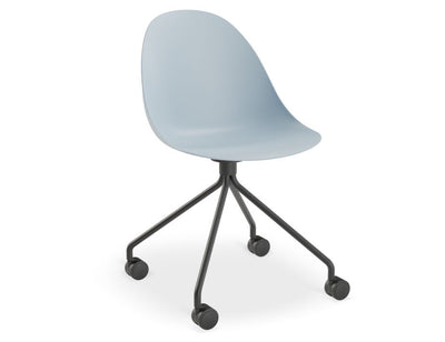 Pebble Chair Pale Blue with Shell Seat - Sled Stackable Base - Black