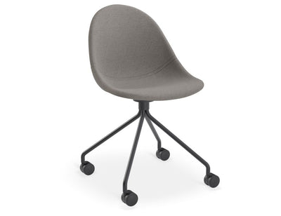 Pebble Fabric Dark Grey Upholstered Chair - 4 Post - Black