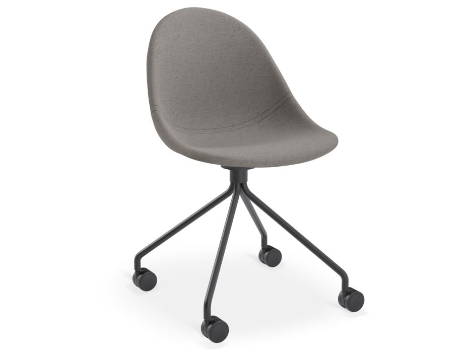 Pebble Fabric Dark Grey Upholstered Chair - Pyramid Fixed Base - Black