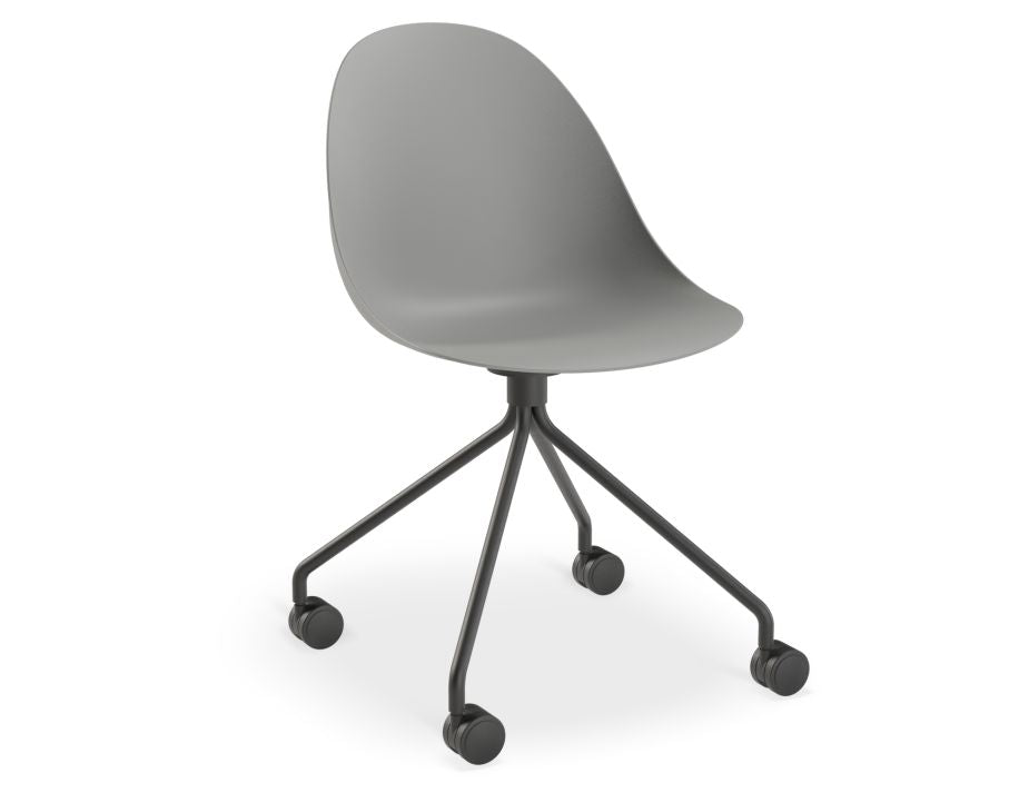 Pebble Chair Grey with Shell Seat - 4 Post Stackable Base - Black