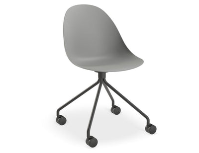 Pebble Chair Grey with Shell Seat - 4 Post Stackable Base - Black