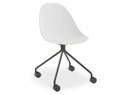 Pebble Chair White with Shell Seat - 4 Post Stackable Base - Black