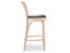 811 Hoffmann Stool - Natural Wood - Cane Backrest - Black Upholstered Seat - by TON