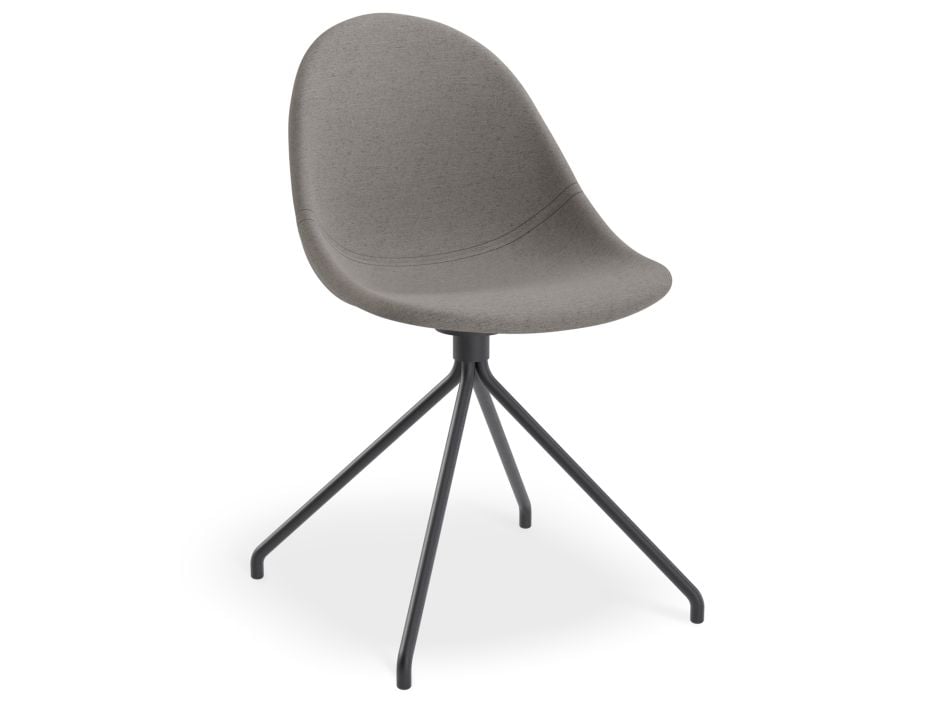 Pebble Fabric Dark Grey Upholstered Chair - Pyramid Fixed Base with Castors - Black