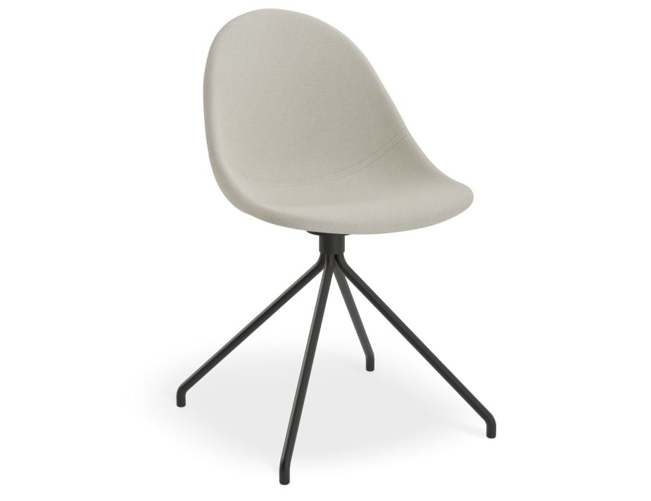 Pebble Fabric Light Grey Upholstered Chair - Sled Base - Black