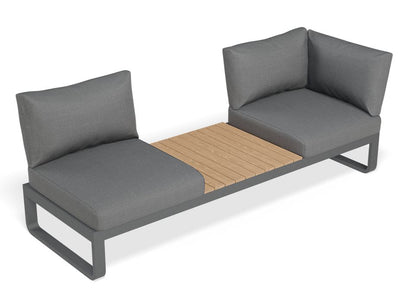 Fino Config B - Outdoor Modular Sofa in Matt Charcoal aluminium with Dark Grey Cushions