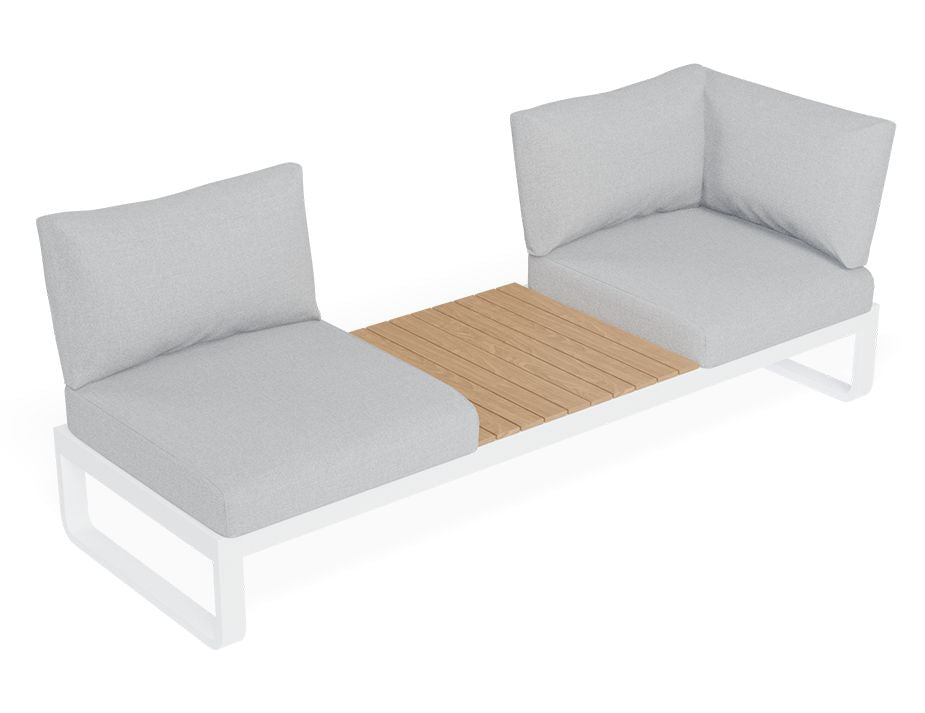 Fino Config B - Outdoor Modular Sofa in Matt White aluminium with Light Grey Cushions