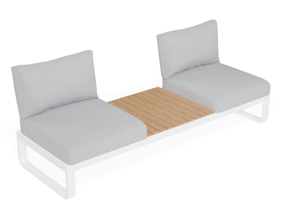 Fino Config B - Outdoor Modular Sofa in Matt White aluminium with Light Grey Cushions