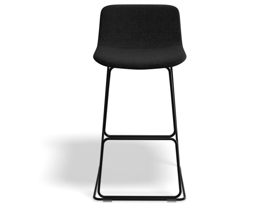 Umbria Stool - Black - Charcoal fabric - 77cm Commercial Bar Height