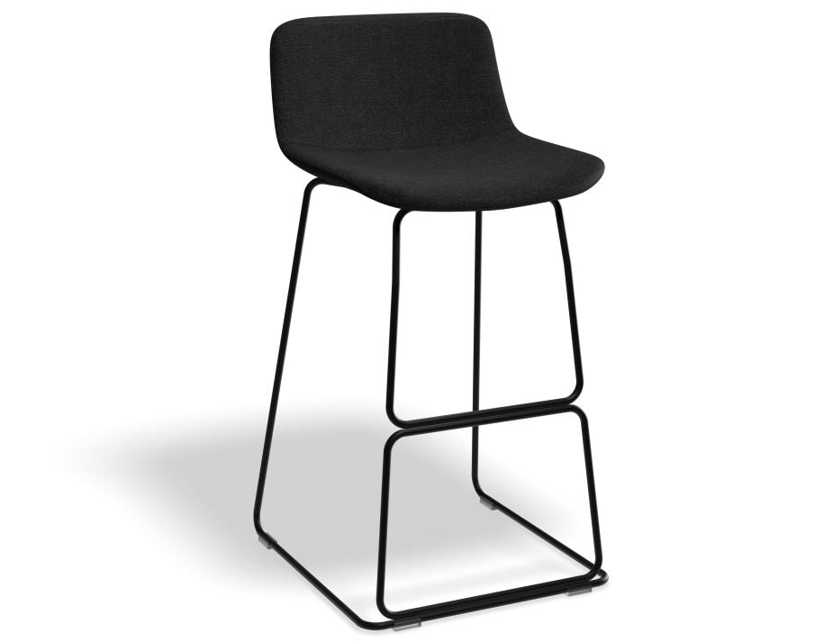 Umbria Stool - Black - Charcoal fabric - 77cm Commercial Bar Height