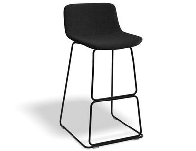 Umbria Stool - Black - Charcoal fabric - 77cm Commercial Bar Height