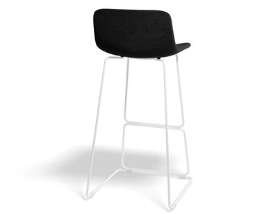 Umbria Stool - White - Charcoal Fabric - 77cm Commercial Bar Height