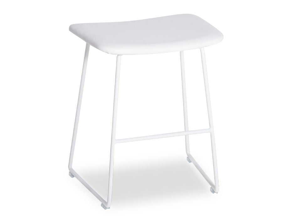 Winnie Low Stool - White - White Leather