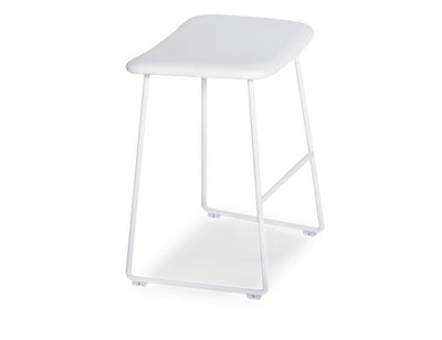 Winnie Low Stool - White - White Leather