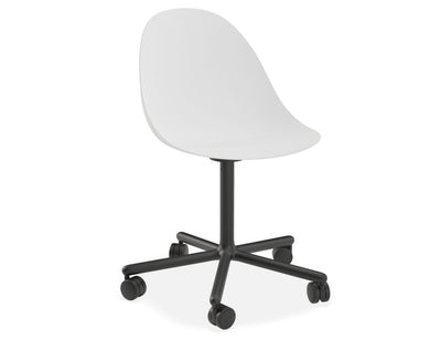 Pebble Chair White with Shell Seat - 4 Post Stackable Base - Black