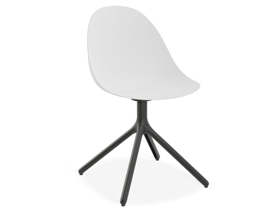 Pebble Chair White with Shell Seat - 4 Post Stackable Base - Black