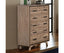 Tallboy with 5 Storage Drawers Solid Acacia Wooden Frame in Silver Brush Colour