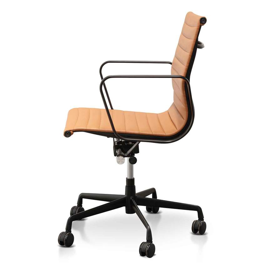 Low Back Office Chair - Saddle Tan in Black Frame