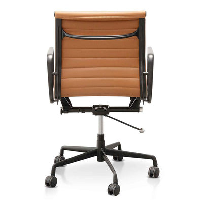 Low Back Office Chair - Saddle Tan in Black Frame