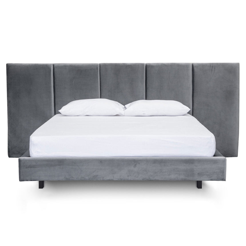 King Bed Frame - Charcoal Velvet