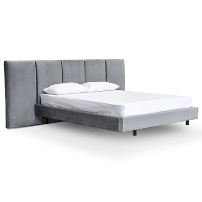 King Bed Frame - Charcoal Velvet