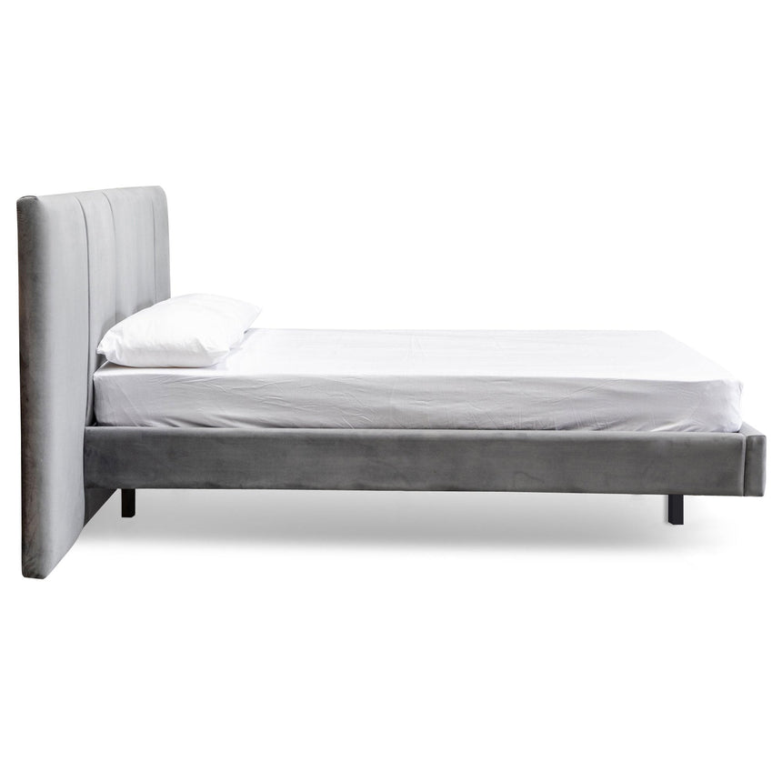 King Bed Frame - Charcoal Velvet