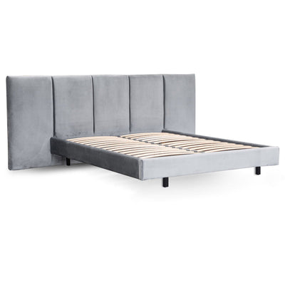 King Bed Frame - Charcoal Velvet