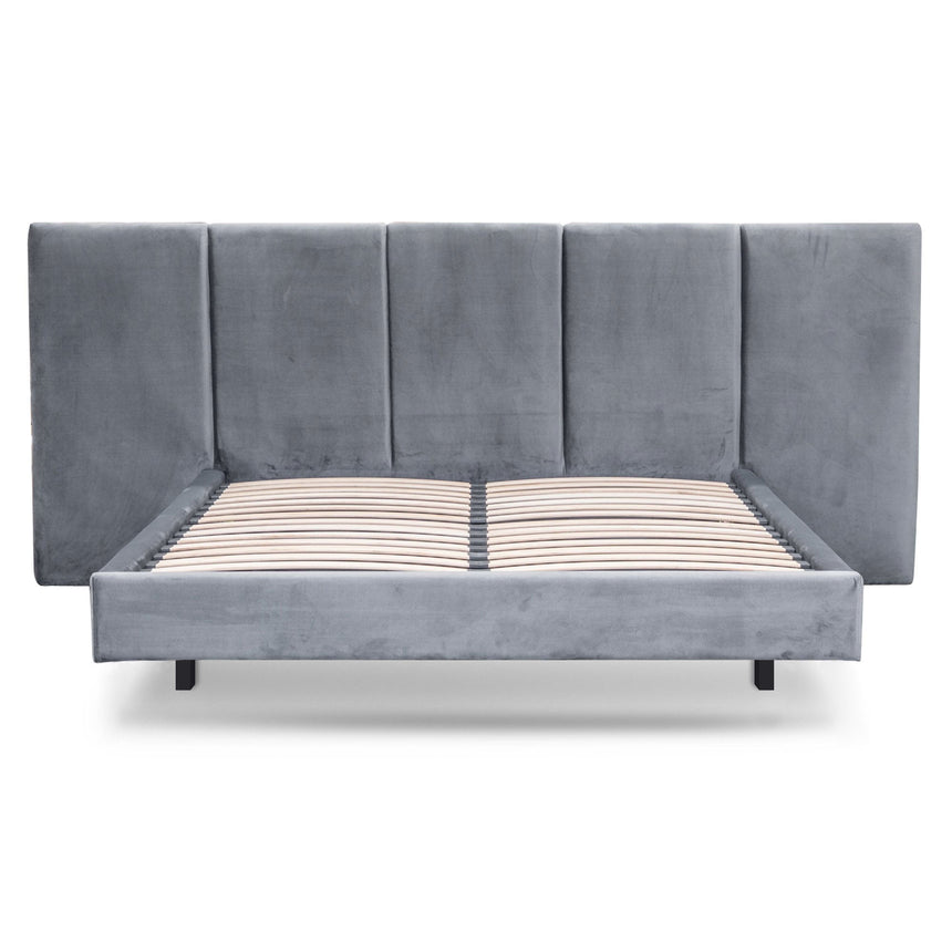 King Bed Frame - Charcoal Velvet