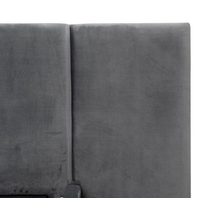 King Bed Frame - Charcoal Velvet